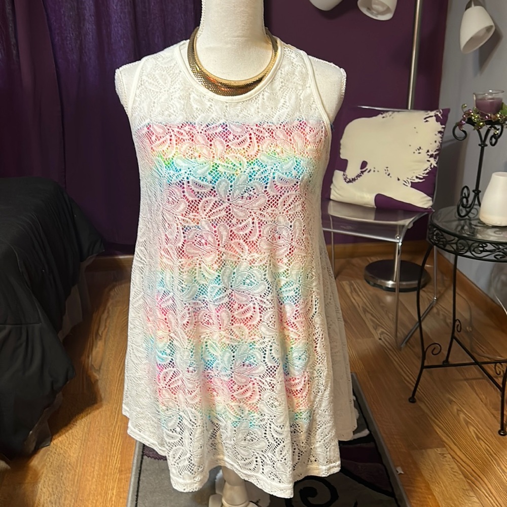 Swim cover up, sz L, white